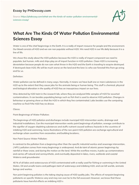 Water pollution conclusion essay